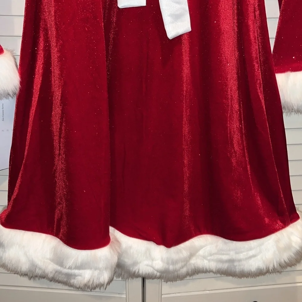 NWT Bonnie Jean red velvet Christmas Santa‎ dress girls 16